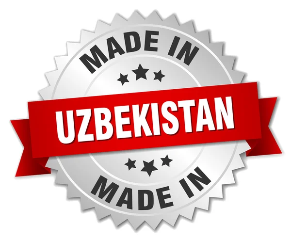 赤いリボンとウズベキスタンの銀バッジの — ストックベクタ
