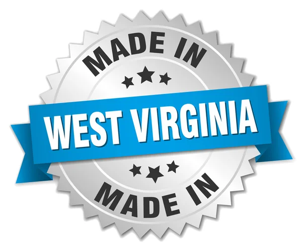 Made in West virginia silbernes Abzeichen mit blauer Schleife — Stockvektor