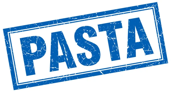 Pasta blauer quadratischer Grunge-Stempel auf Weiß — Stockvektor