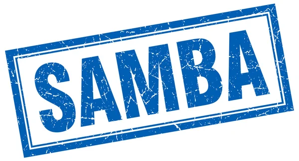 Samba azul cuadrado grunge sello en blanco — Archivo Imágenes Vectoriales