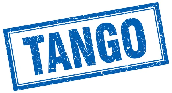 Tango bleu carré timbre grunge sur blanc — Image vectorielle