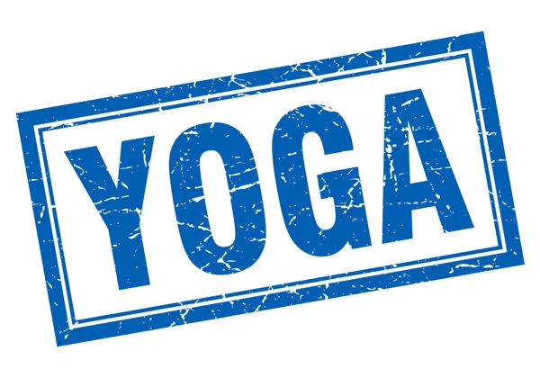 Yoga Blue Square Grunge Stempel auf Weiß — Stockvektor