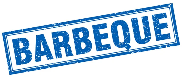 Barbeque niebieski znaczek ilustracja kwadrat na białym — Wektor stockowy