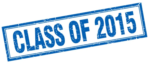 Clase de 2015 azul cuadrado grunge sello en blanco — Vector de stock