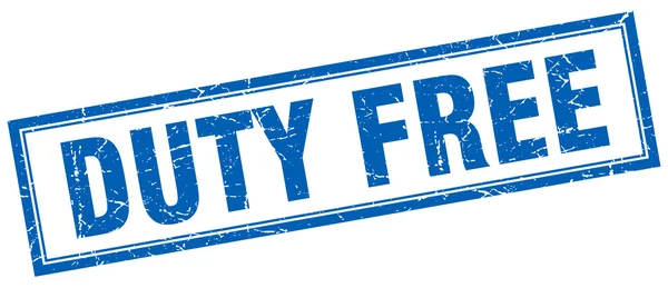 Duty free blu francobollo grunge quadrato su bianco — Vettoriale Stock