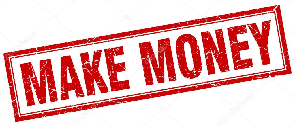 Make money red square grunge stamp on white — Stock Vector © Aquir014b