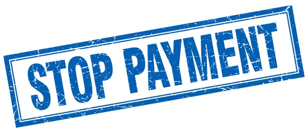 Stop payment sello grunge cuadrado azul en blanco — Archivo Imágenes Vectoriales