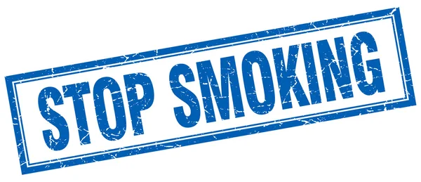 白地に青の正方形グランジ スタンプの喫煙を停止します。 — ストックベクタ
