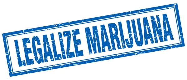 Legalisieren Marihuana blauen quadratischen Grunge-Stempel auf weiß — Stockvektor