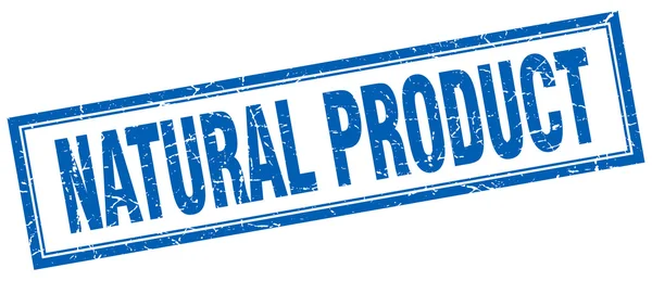 Produkt naturalny niebieski znaczek ilustracja kwadrat na białym — Wektor stockowy