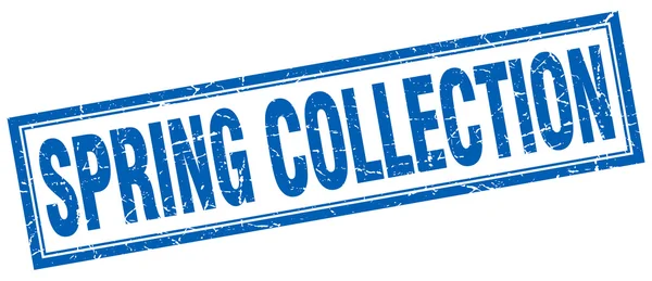 Colección primavera azul cuadrado grunge sello en blanco — Vector de stock