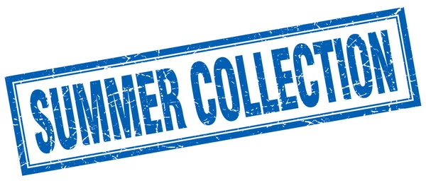 Летняя коллекция голубой квадратный гранж марка на белом — стоковый вектор