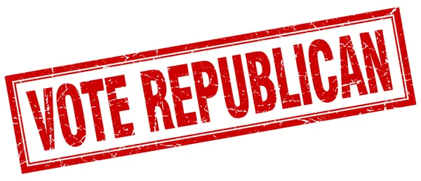 Wahl republikanischer rot-quadratischer Grunge-Stempel auf weiß — Stockvektor