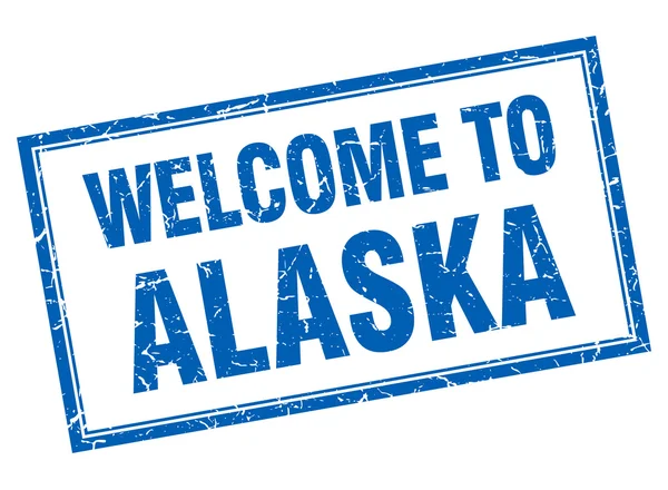 Alaska blu piazza grunge benvenuto isolato timbro — Vettoriale Stock