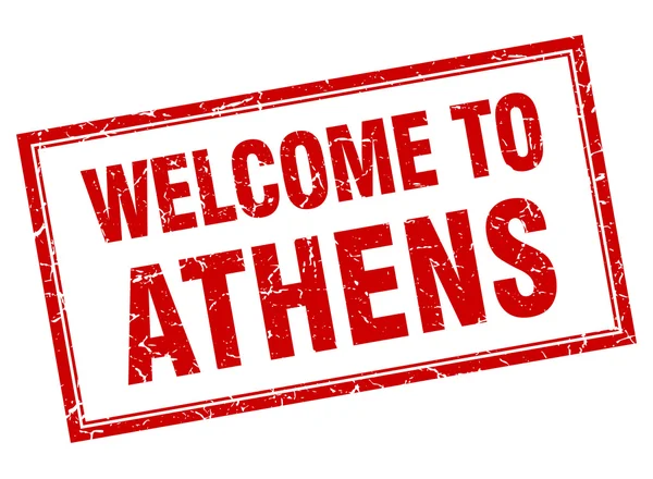 Atene piazza rossa grunge benvenuto isolato timbro — Vettoriale Stock