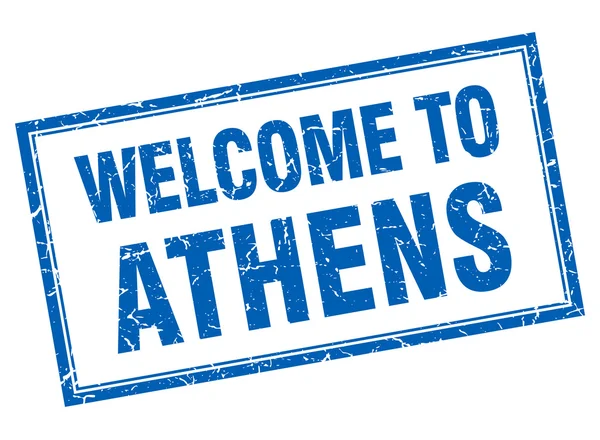 Atene blu piazza grunge benvenuto isolato timbro — Vettoriale Stock
