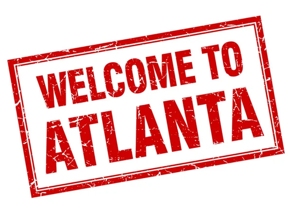 Atlanta piazza rossa grunge benvenuto isolato francobollo — Vettoriale Stock