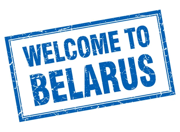 Belarus blue square grunge welcome isolated stamp — Stock Vector