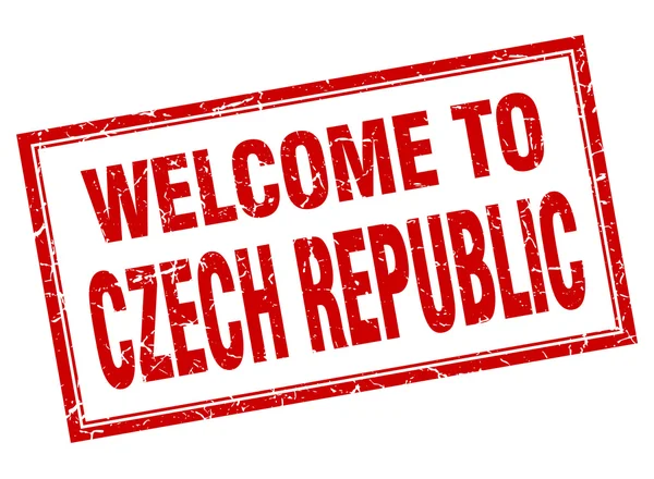 Çek Cumhuriyeti Kızıl Meydan grunge hoş geldiniz izole damgası — Stok Vektör