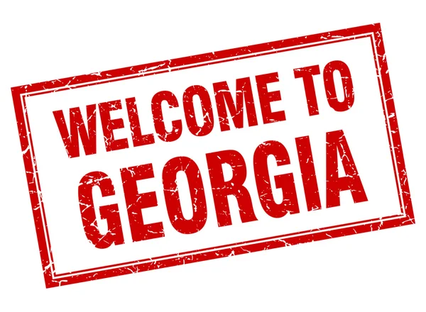 Geórgia grunge quadrado vermelho bem-vindo selo isolado —  Vetores de Stock