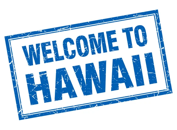 Havaí grunge quadrado azul bem-vindo selo isolado — Vetor de Stock