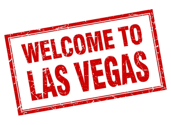 Las Vegas carré rouge grunge bienvenue timbre isolé — Image vectorielle