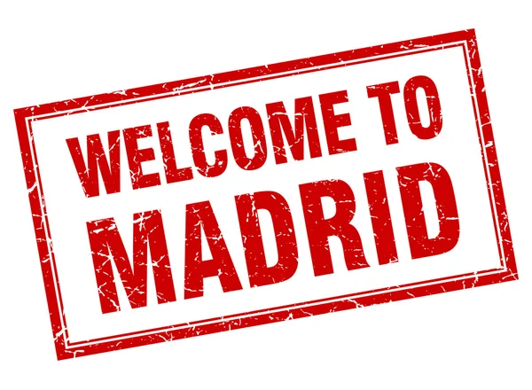 Madrid Kızıl Meydan grunge hoş geldiniz izole damgası — Stok Vektör