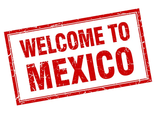 メキシコの赤の広場のグランジへようこそ分離スタンプ — ストックベクタ