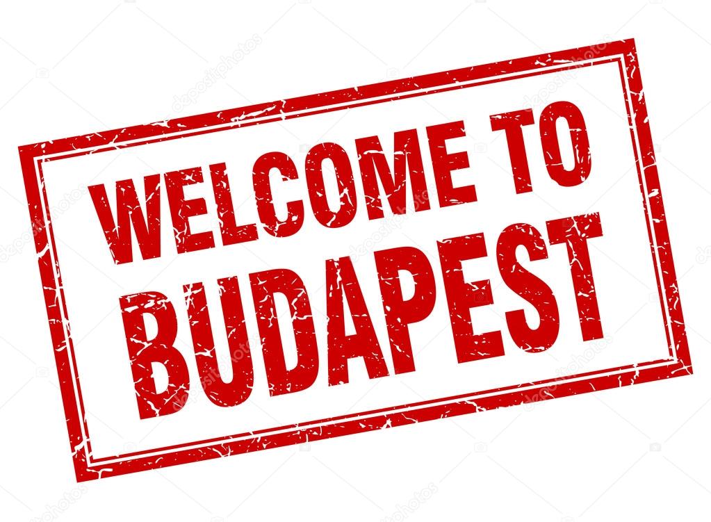 Budapest red square grunge welcome isolated stamp