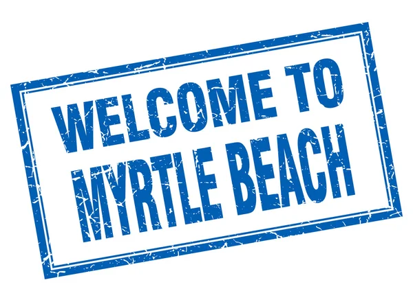 Myrtle Beach blauwe vierkante grunge Welkom geïsoleerde stempel — Stockvector