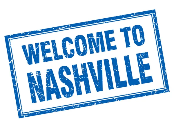 Nashville mavi kare grunge hoş geldiniz izole damgası — Stok Vektör