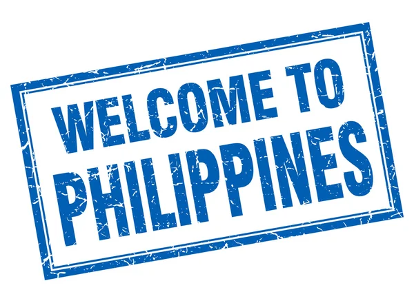 Filippine blu piazza grunge benvenuto isolato timbro — Vettoriale Stock