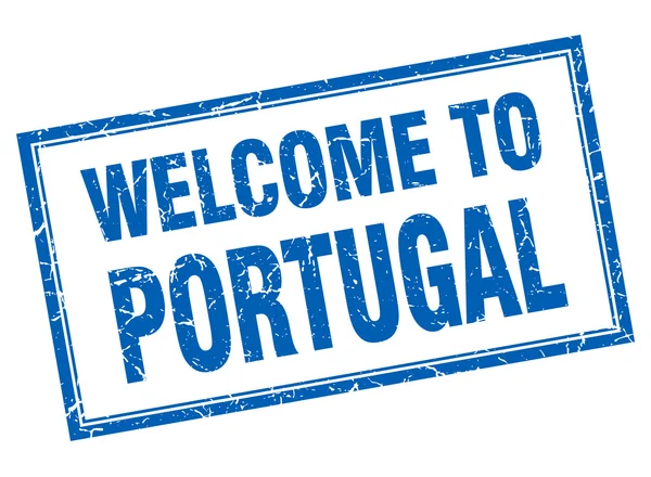 Portogallo blu piazza grunge benvenuto isolato francobollo — Vettoriale Stock