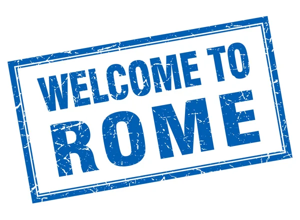 Roma blu piazza grunge benvenuto isolato francobollo — Vettoriale Stock