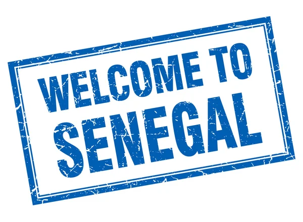 Senegal blue square grunge willkommen isolierte Briefmarke — Stockvektor