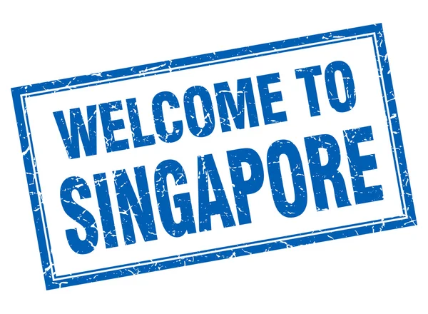Singapore blu piazza grunge benvenuto isolato timbro — Vettoriale Stock