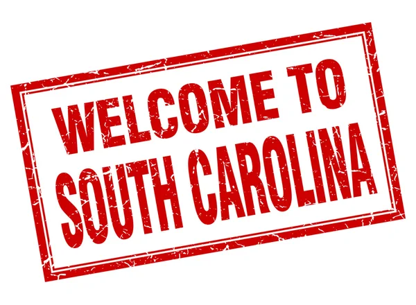 Carolina del Sur grunge cuadrado rojo bienvenida sello aislado — Vector de stock