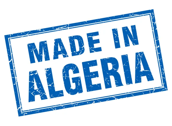 Grunge carré bleu Algérie fabriqué en timbre — Image vectorielle