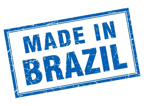 巴西蓝色方形 grunge 在邮票 — 图库矢量图片