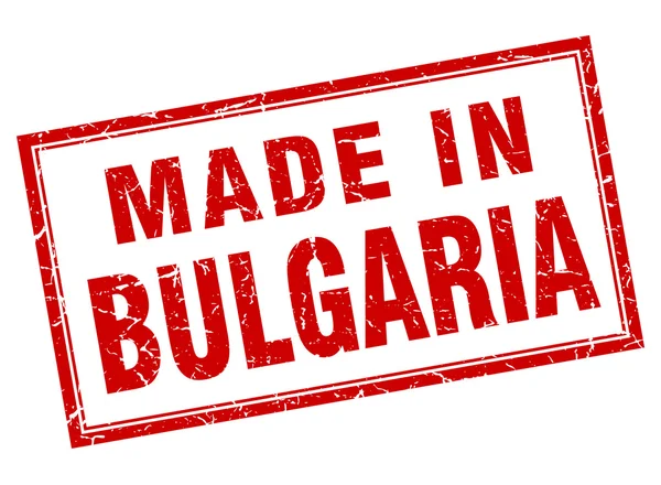 Bulgaria grunge cuadrado rojo hecho en sello — Archivo Imágenes Vectoriales