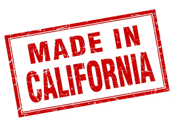 California grunge quadrato rosso fatto in francobollo — Vettoriale Stock