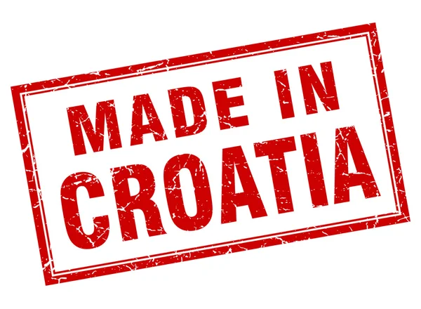 Croacia grunge cuadrado rojo hecho en sello — Archivo Imágenes Vectoriales