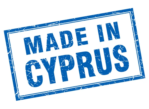 Grunge cuadrado azul de Chipre hecho en sello — Archivo Imágenes Vectoriales