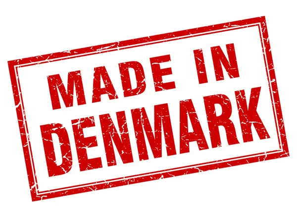 Dänemark-Roter Platz-Grunge made in Briefmarke — Stockvektor