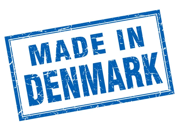 Denemarken blauwe vierkante grunge gemaakt in stempel — Stockvector
