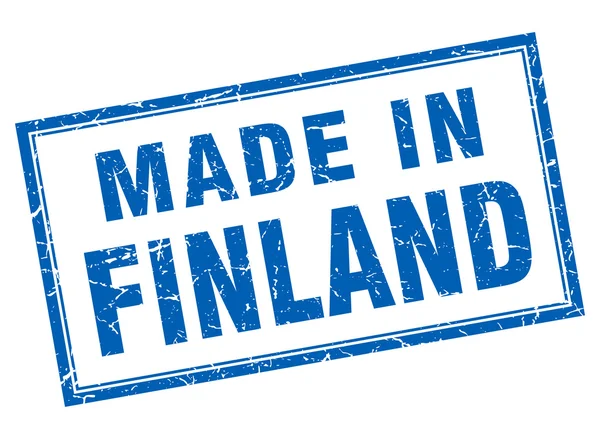 Grunge carré bleu Finlande fabriqué en timbre — Image vectorielle