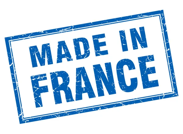 Francia grunge cuadrado azul hecho en sello — Vector de stock
