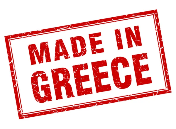 Grécia grunge quadrado vermelho feito em selo — Vetor de Stock