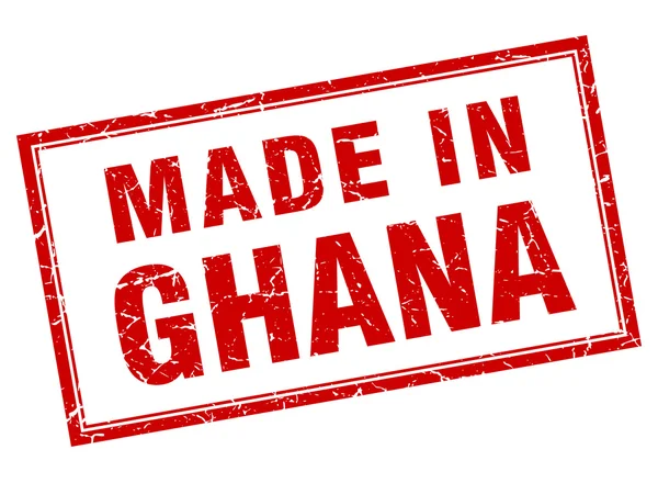Ghana red square grunge aus Briefmarke — Stockvektor