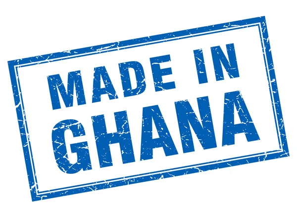 Grunge carré bleu Ghana fabriqué en timbre — Image vectorielle